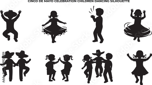 Cinco de Mayo celebration children dancing silhouette
