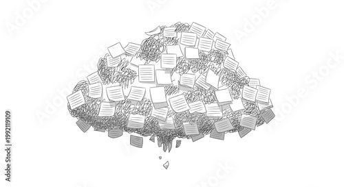 Rainy day, grey cloud, falling cubes, abstract vector illustration, business concept