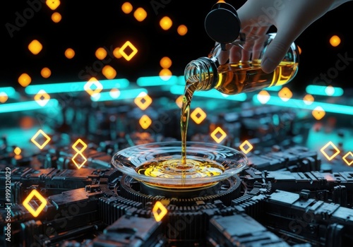 A vibrant night view of a bustling city with colorful lights isolated on white background