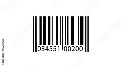 UPC Barcode Symbol Vector Illustration, Standard Retail Product Identification Label with Numeric Code for Inventory Management, Scanning, and Supply Chain Logistics Systems