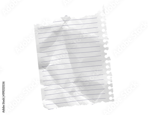 Torn corner paper piece rip with isolated scrapbook lined grid. Old letter angle template from striped copybook sheet with crumpled wrinkled notebook texture for school collage. Vector illustration.