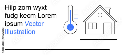 Smart living, weather conditions, home automation, energy efficiency, temperature control, climate awareness. A thermometer and house icon. Smart living and weather conditions concept