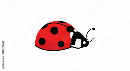 A simplified illustration of a red ladybug with black spots and antennae on a white background