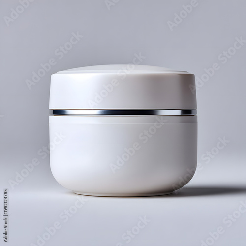 cosmetic jar with clinical white background minimal premium aesthetic