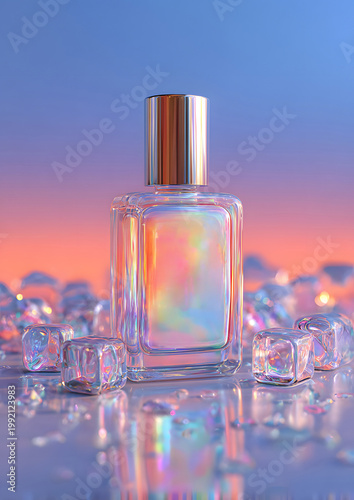cosmetic bottle with innovation theme hologram minimal modern style