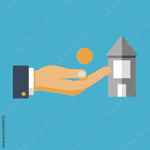 Hand holding a small house model.