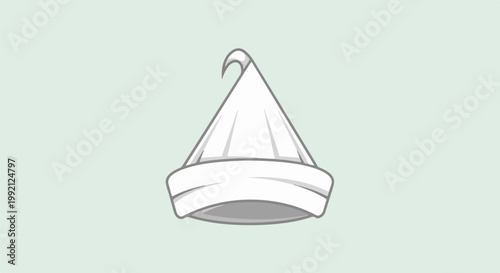 Stylized cartoon white conical cap with a curved pointed top