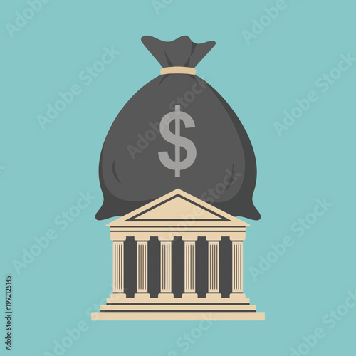 Money Bag on Bank Building.