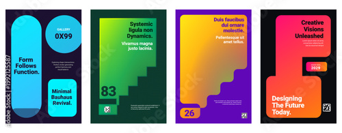 Modern Geometric Bauhaus Poster Collection with Vibrant Gradients and Minimalist Typography