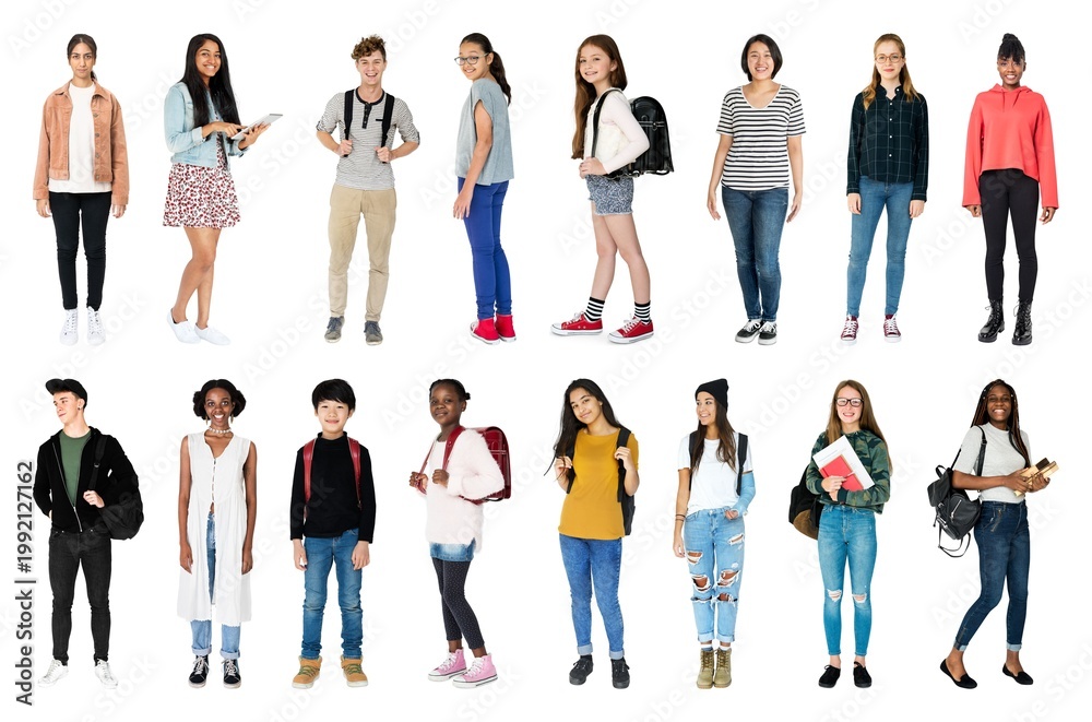 Obraz premium Diverse students standing together smiling element set