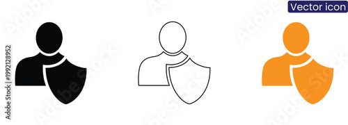 User protection icons set on white background for security and privacy concepts