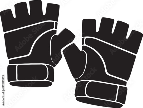 Cycling gloves icon representing biking gear and sports protection concept