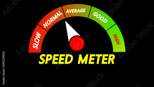 Speedometer gauge with slow to high scale a semi-circular speed indicator