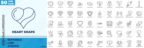 Heart Shape Line Editable Icons set