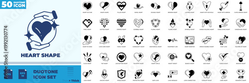 Heart Shape Duotone Editable Icons set
