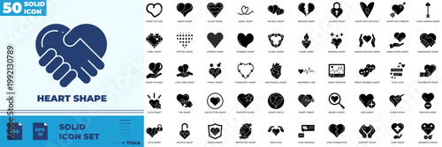 Heart Shape Solid Editable Icons set