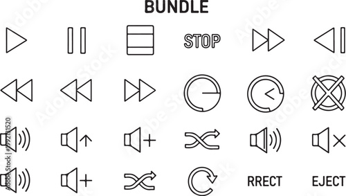 E-commerce icons, 20 black line style shopping symbols, bundle for business, web design