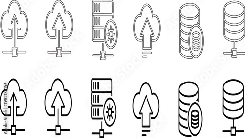 Technical drawings of various plumbing fixtures and components in a minimalist style