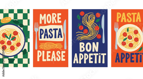 Pasta themed food posters collection