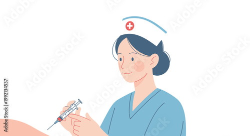 A professional female nurse taking notes or writing medical reports on a desk in a hospital or clinic environment