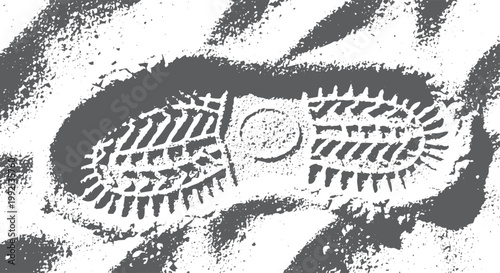Black boot print with textured background