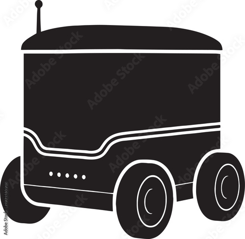 Black silhouette of a delivery robot with antenna