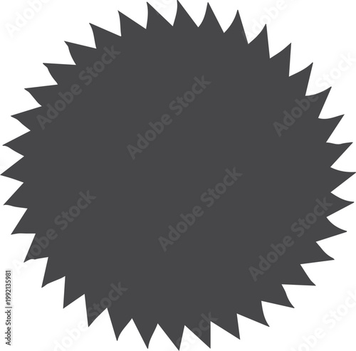 Black starburst shape with jagged edges white