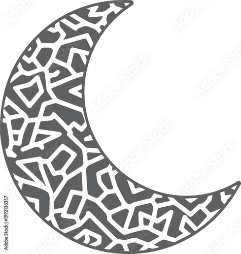 Crescent moon with abstract pattern night