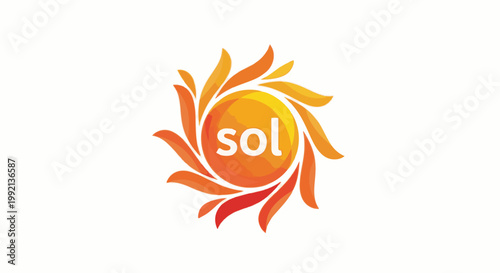 Vibrant sunburst logo with swirling orange and yellow petals radiating outwards