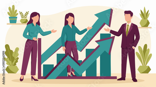 Business Professionals Presenting Growth Chart and Financial Progress