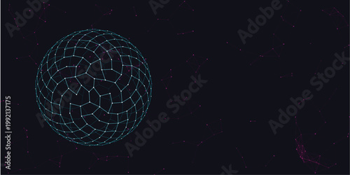 Geometric Sphere in Space: A mesmerizing geometric sphere floats in the vastness of space, its interconnected lines forming intricate patterns against a cosmic backdrop.