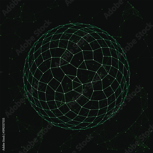 Abstract Sphere: A captivating display of interconnected points forming a mesmerizing sphere, symbolizing the intricate nature of networks and data.