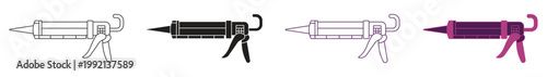 Caulk gun icon set, vector illustration.