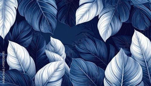 Ephemeral blue foliage, a serene expanse of shadowed leaves.