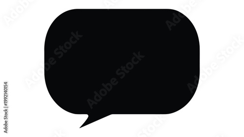 Speech Bubble Silhouette: A sleek, black speech bubble, poised to convey thoughts and ideas, set against a pristine backdrop, ready to be filled with insightful or engaging text.