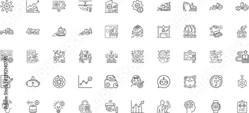 Artificial Intelligence in Education Business and Heavy Industry Icons