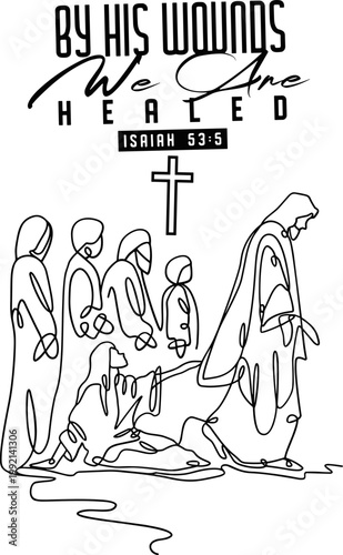 By his wounds we are healed Svg, Woman Touching Jesus Svg, Hem of His Garment svg