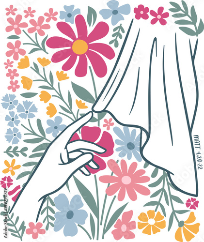 Hem of His Garment svg, Woman Touches Jesus Svg, Boho Christian Flower Svg