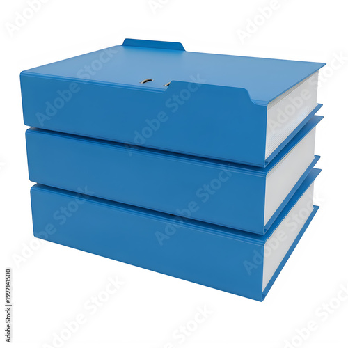 Stacked blue plastic storage containers with rounded corners and lids