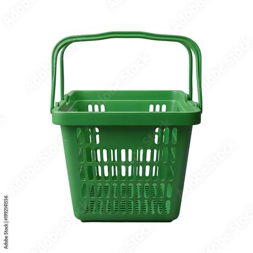 Green wire shopping basket with handles for grocery or market use