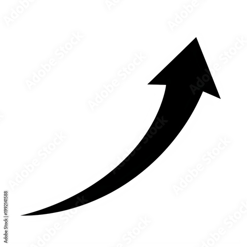 A bold upward-pointing curved arrow symbolizing growth or progress