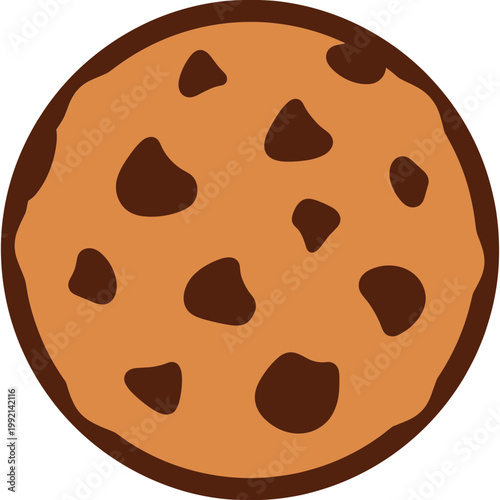 A delicious chocolate chip cookie sits on a table indoors.
