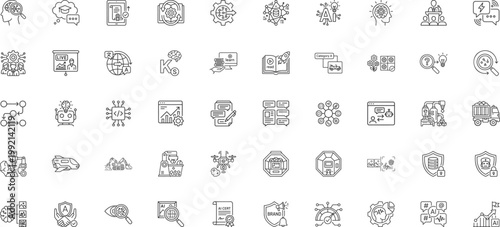 Cyber Security Education and Global Communication Artificial Intelligence Icons