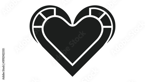 Heart Icon: An elegant black and white heart icon is a symbol of love and affection. The minimalist design evokes emotions of romance and togetherness.