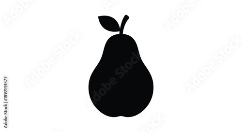 Simple black silhouette of a pear on a white background