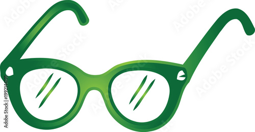 Green glasses with bold frame and striped lenses