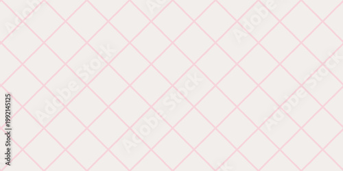 Seamless pattern with pink and off-white geometric diamonds. Pattern background. Banner with minimalist harlequin grid texture