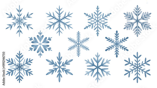 blue snowflakes on white background