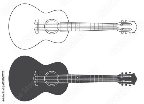 Guitar outline silhouette. Acoustic musical instrument.
