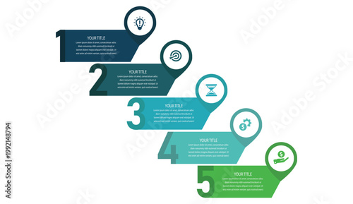 5-Step Business success achievement through smart decision making and continuous improvement strategy Innovative idea generation and creative thinking process for starting a successful business journe